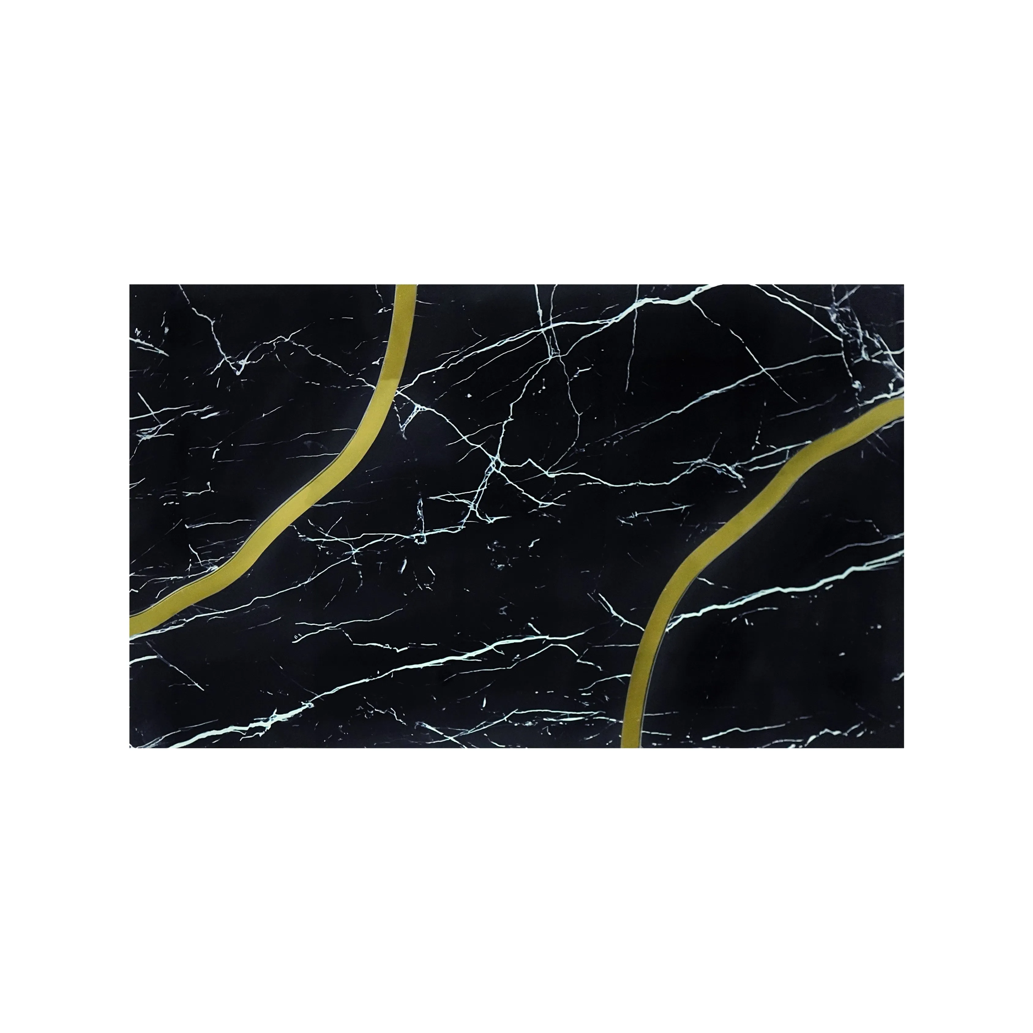 Modern Design Black Coffee Table with Gold Accent