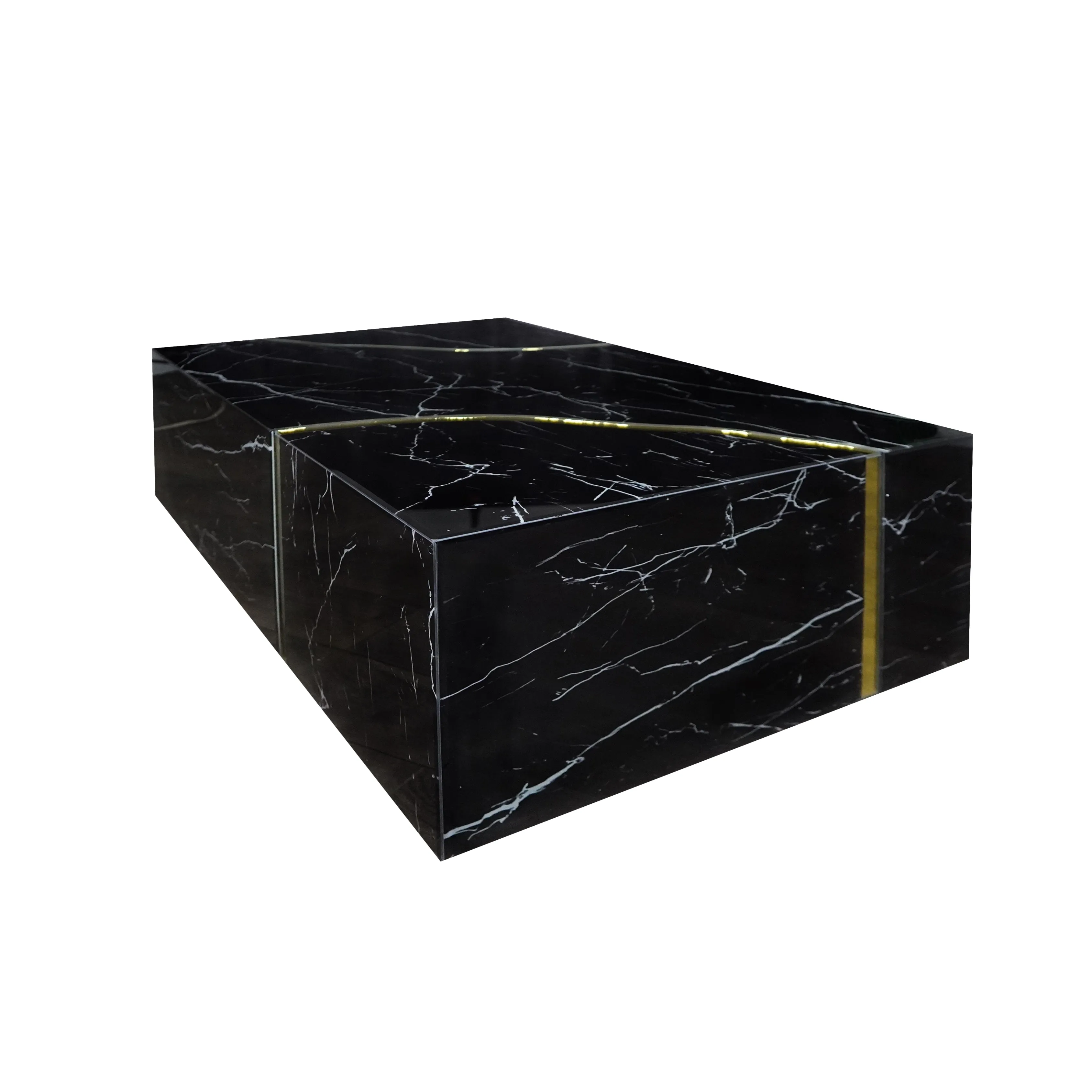 Modern Design Black Coffee Table with Gold Accent