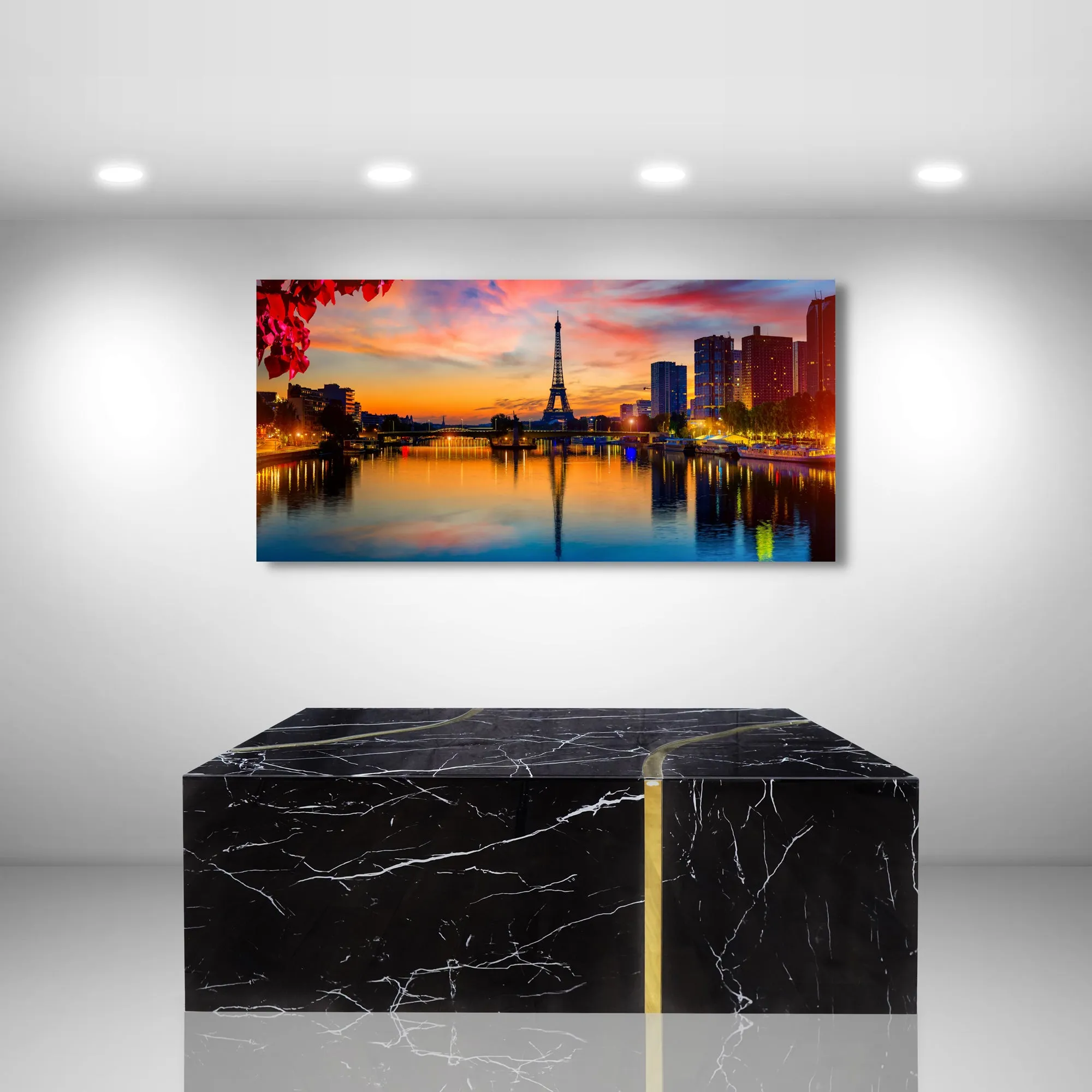 Modern Design Black Coffee Table with Gold Accent