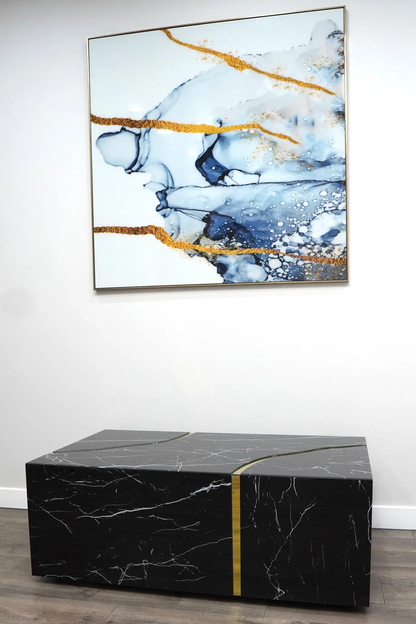 Modern Design Black Coffee Table with Gold Accent
