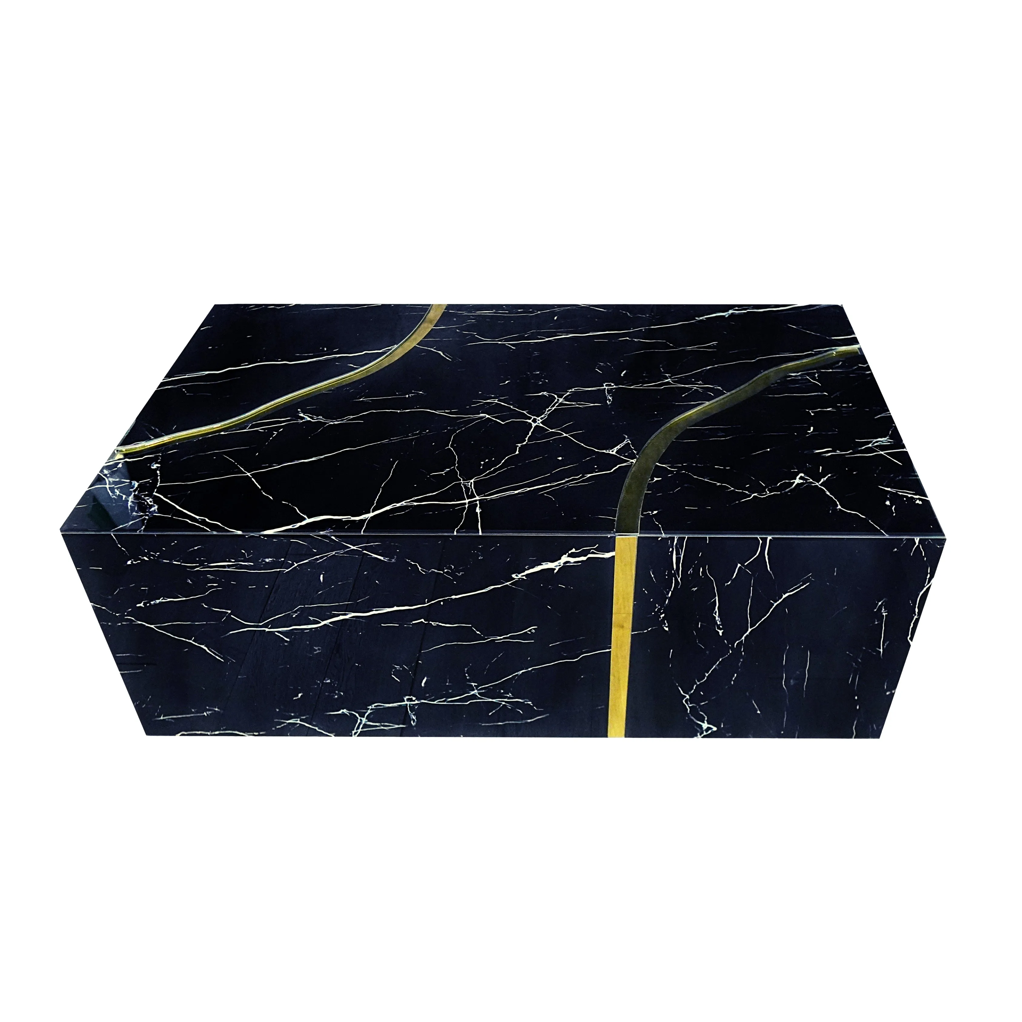 Modern Design Black Coffee Table with Gold Accent