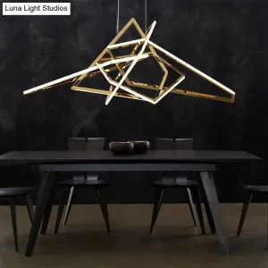 Modern Geometric Gold LED Light Chandelier