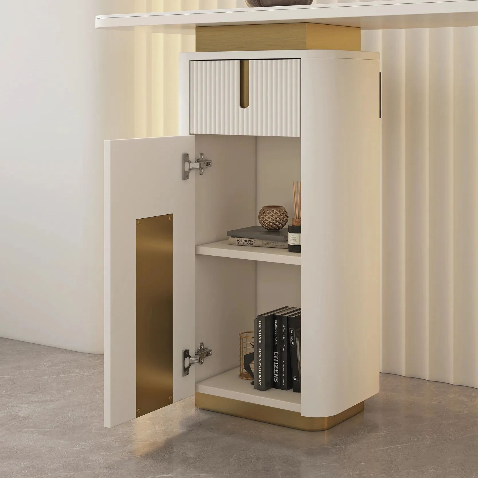 Modern Sintered Stone Console Table With Storage Entryway Table