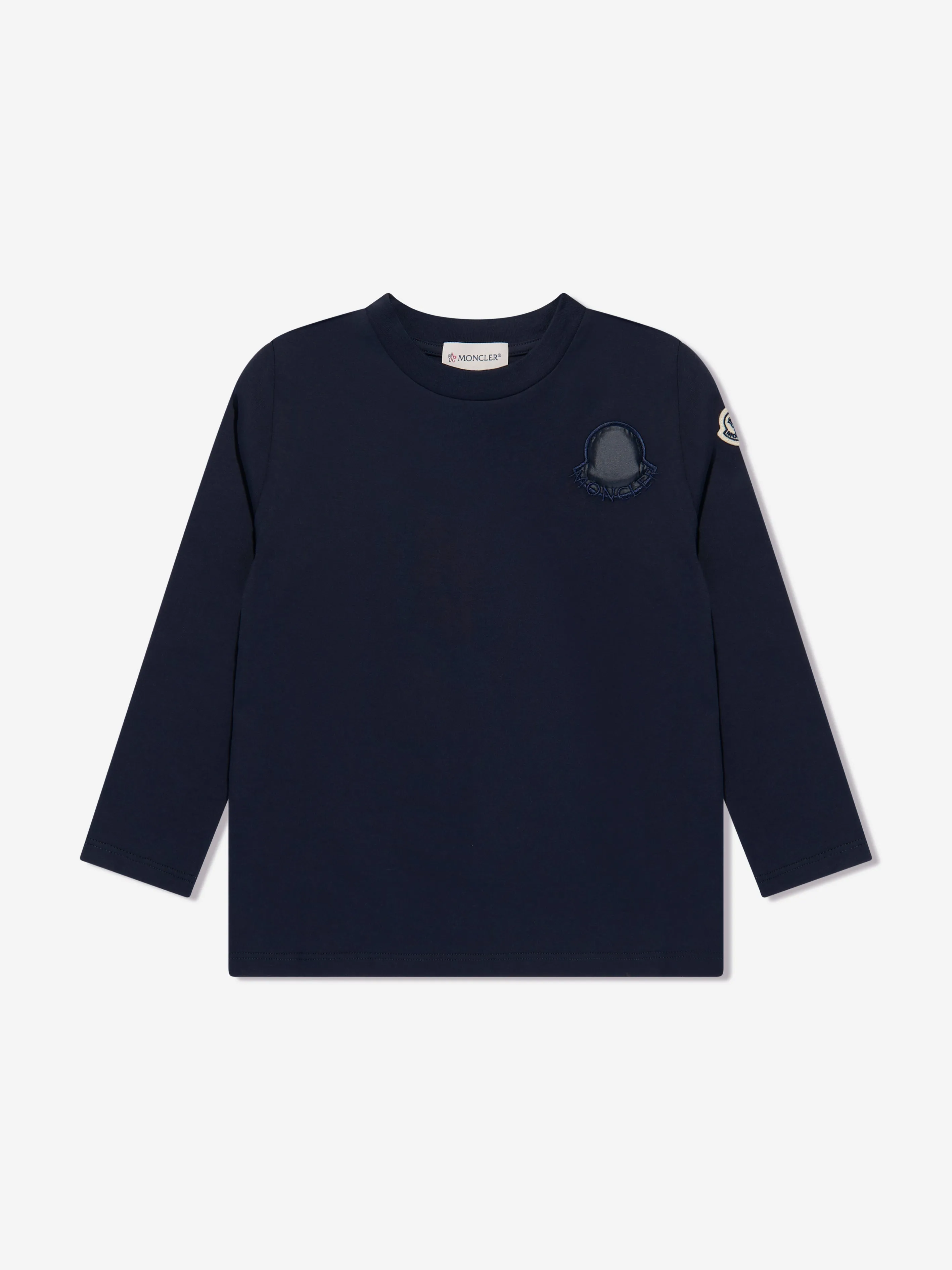 Moncler Enfant Girls Long Sleeve Logo T-Shirt in Navy