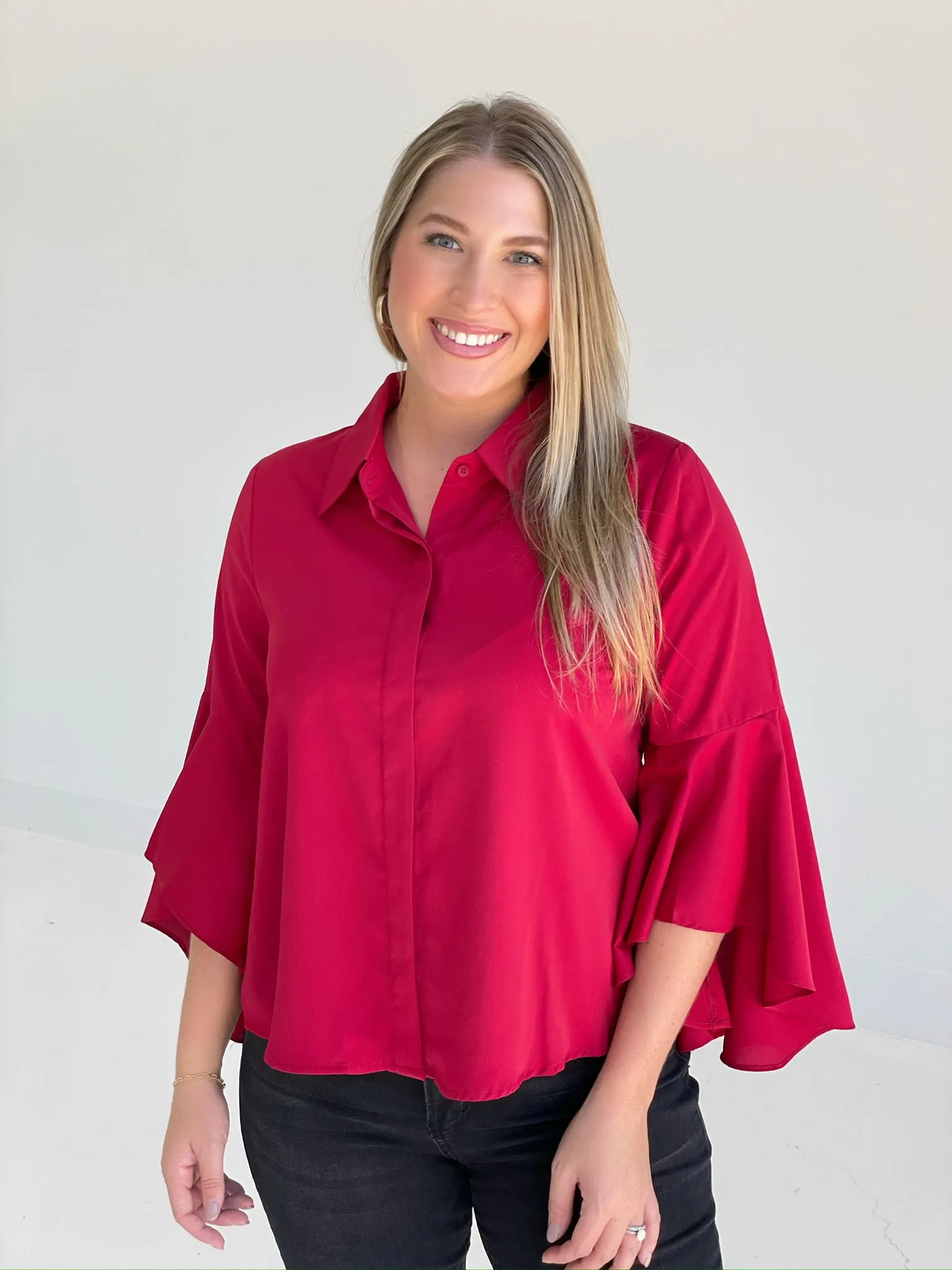 Monica Blouse - Burgundy