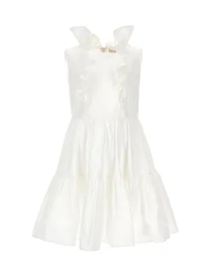 MONNALISA White Poplin dress with ruffles-17A900