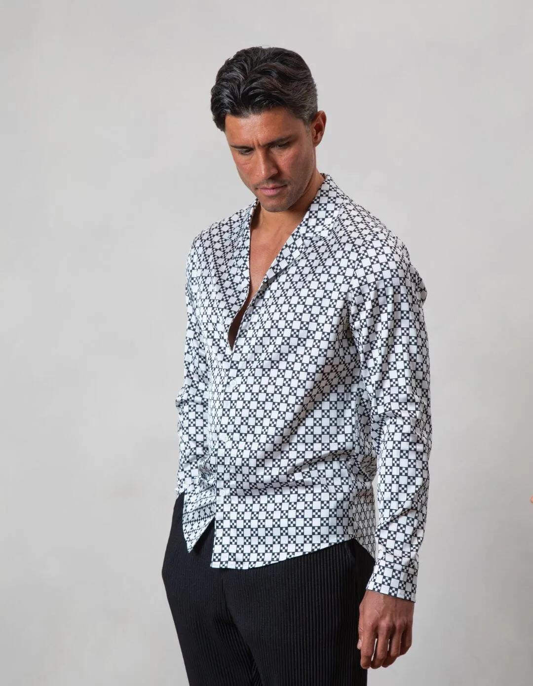 Monochrome Block Printed Long Sleeve Shirt
