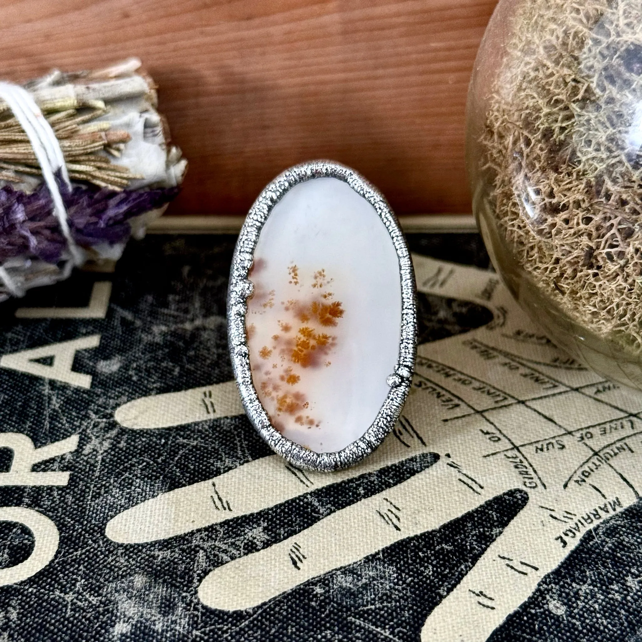 Montana Moss Agate Ring Silver Crystal Jewelry Size 8/ Foxlark Collection