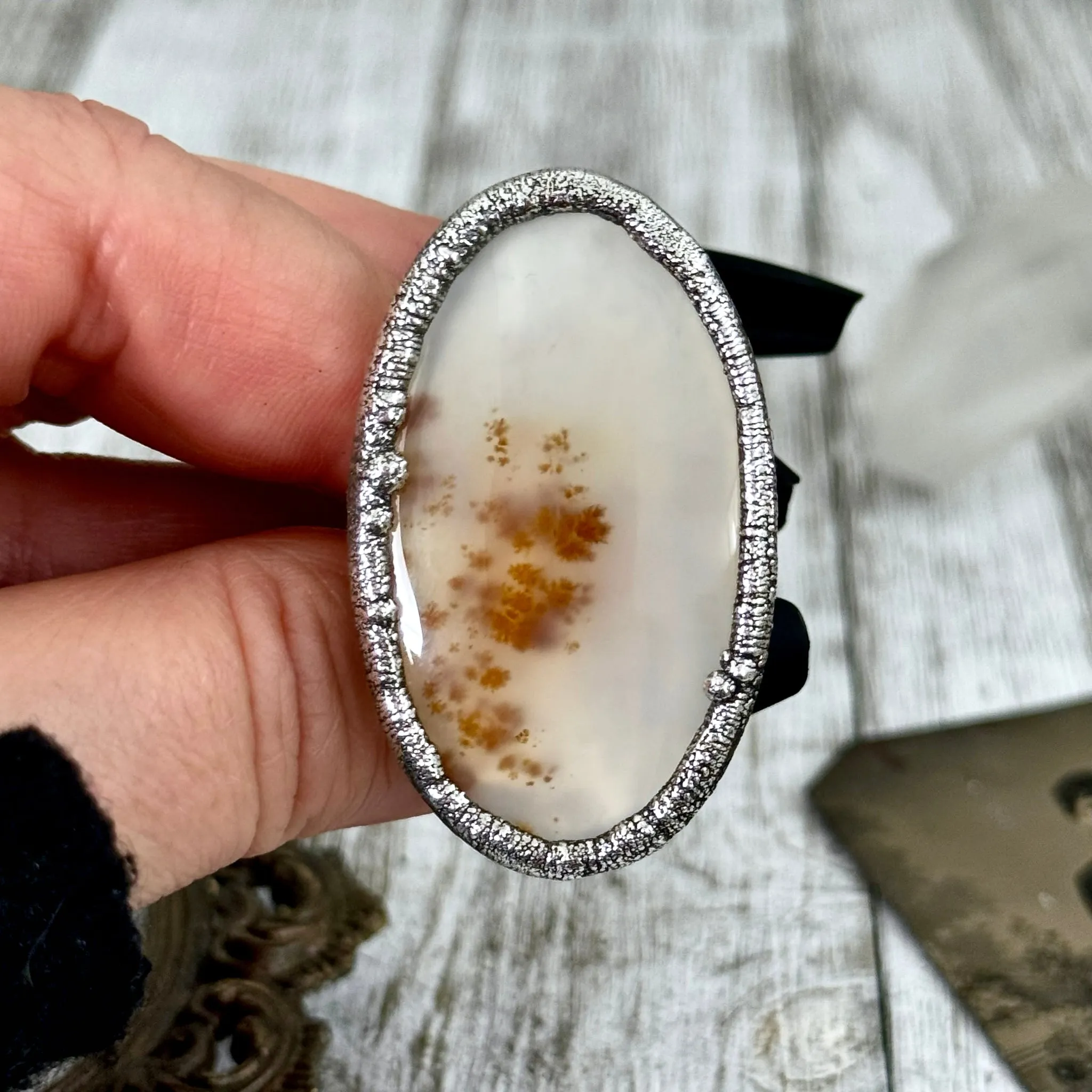 Montana Moss Agate Ring Silver Crystal Jewelry Size 8/ Foxlark Collection
