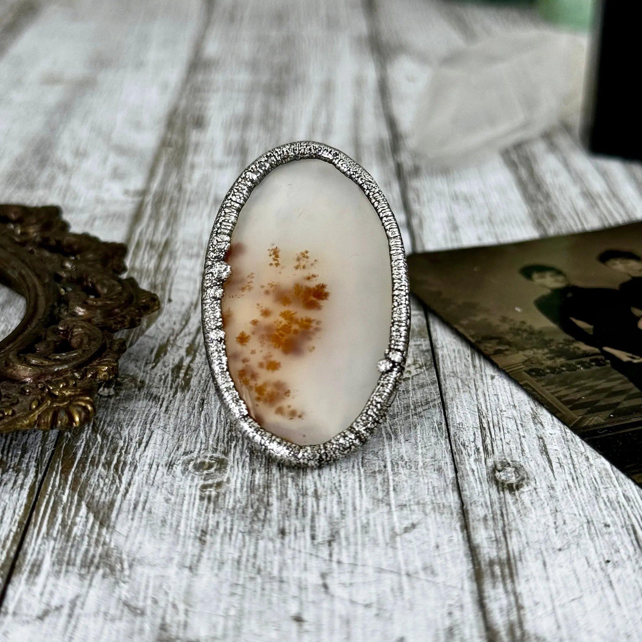 Montana Moss Agate Ring Silver Crystal Jewelry Size 8/ Foxlark Collection