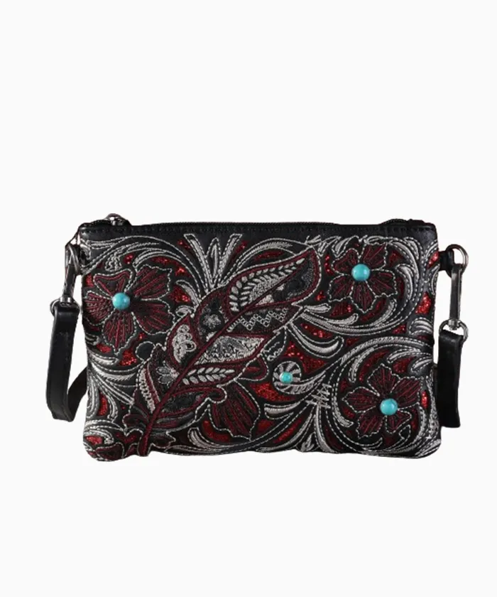 Montana West Embroidered Floral Clutch Crossbody Bag