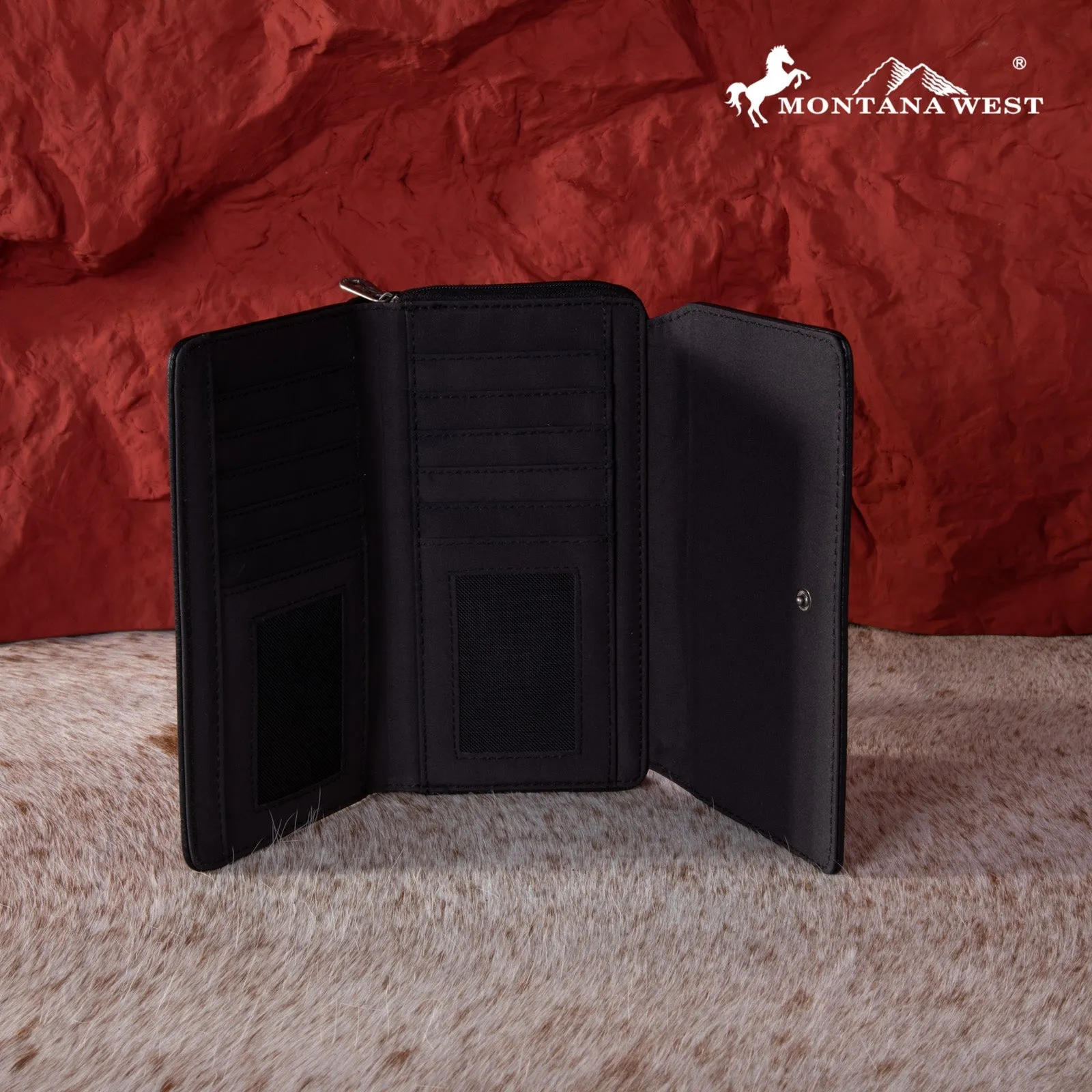 Montana West Feather Embroidered Wallet