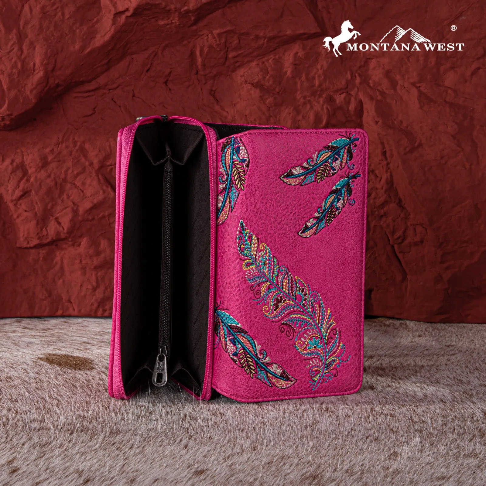 Montana West Feather Embroidered Wallet