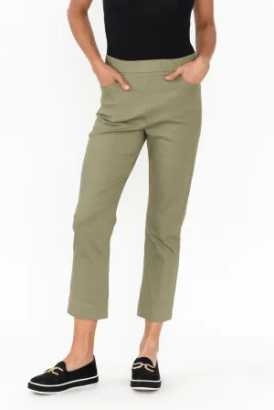 Monza Khaki Stretch 7/8 Pants