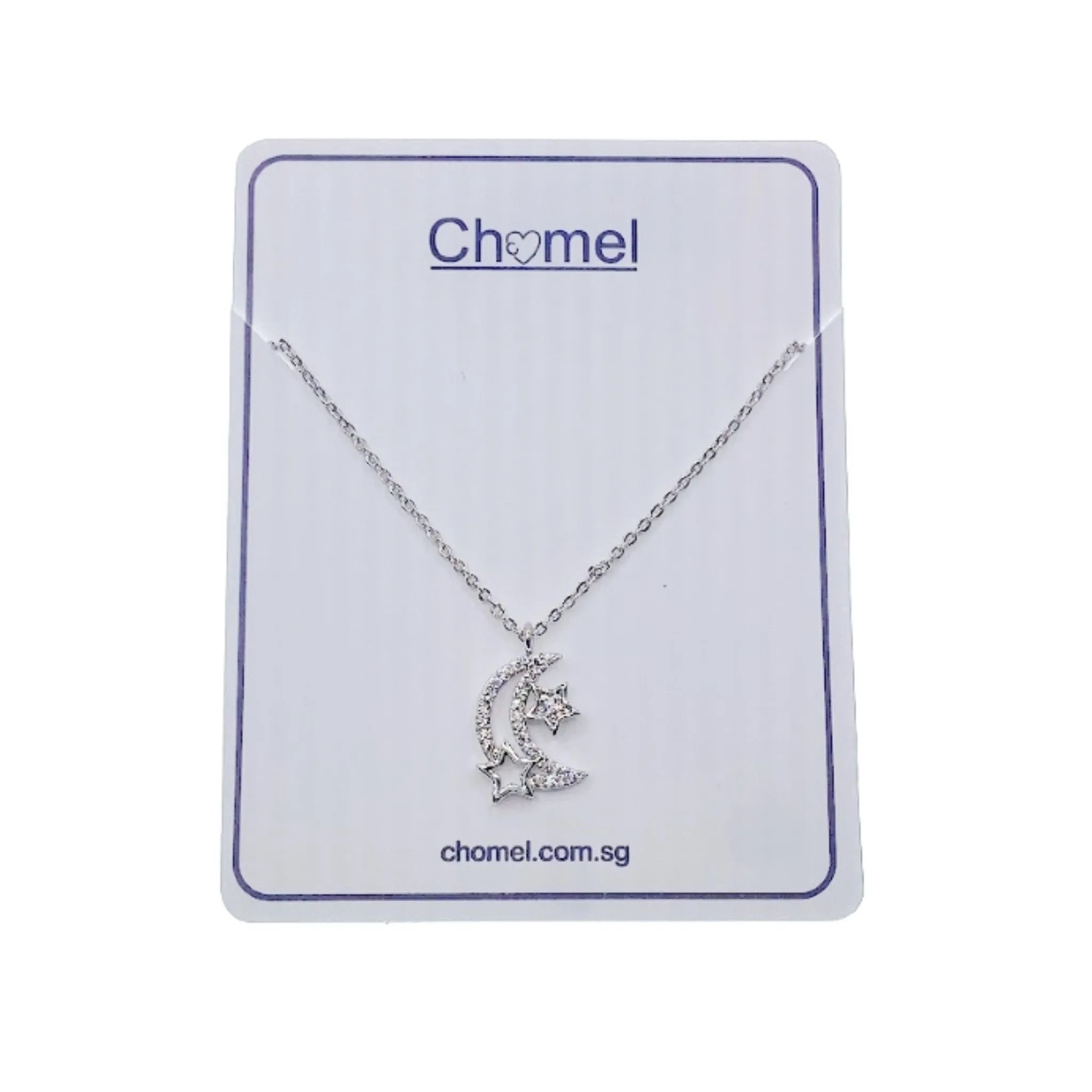 Moon & Star Cubic Zirconia Necklace