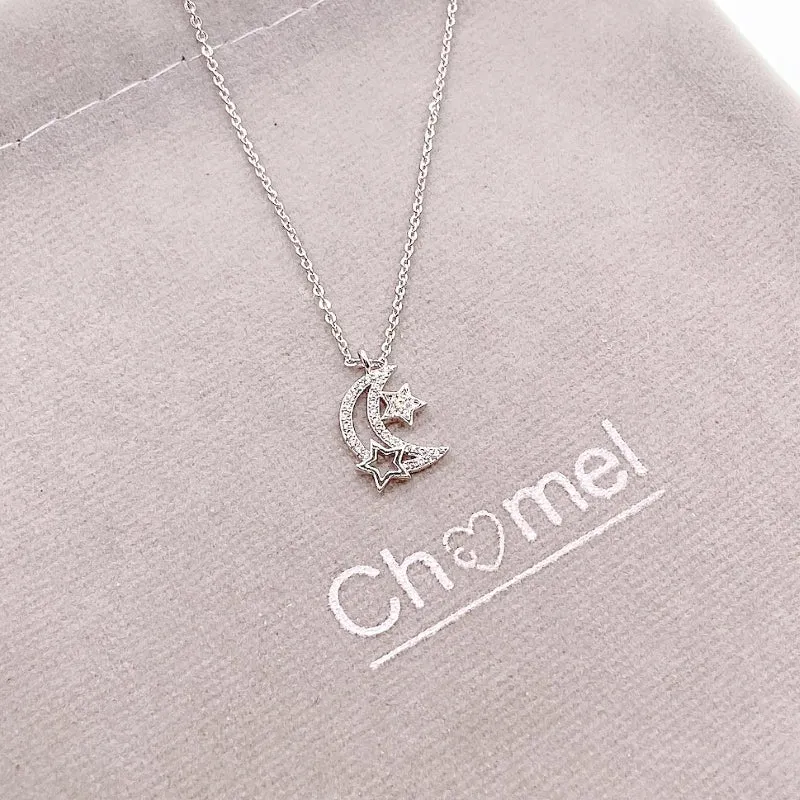 Moon & Star Cubic Zirconia Necklace
