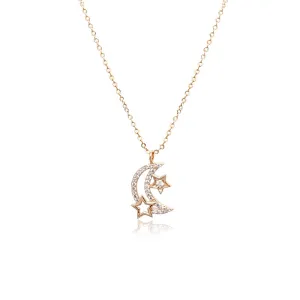 Moon & Star Cubic Zirconia Necklace