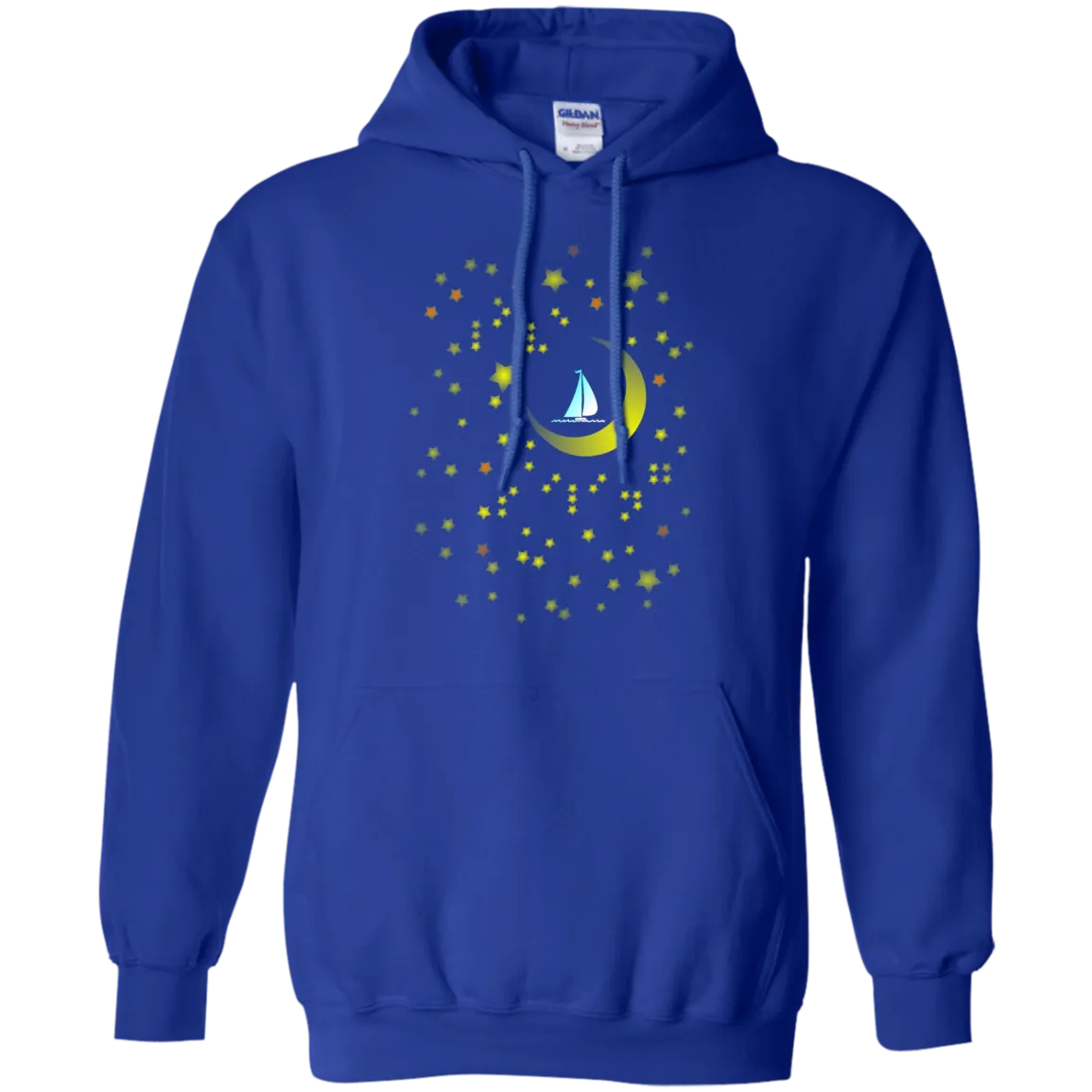 Moon Sailing on G185 Gildan Pullover Hoodie 8 oz.