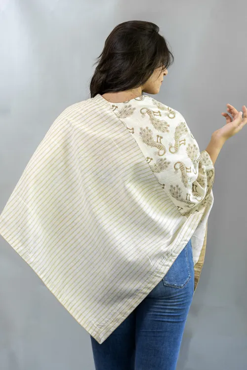 Moralfibre Golden Peacock Multi Pattern Poncho