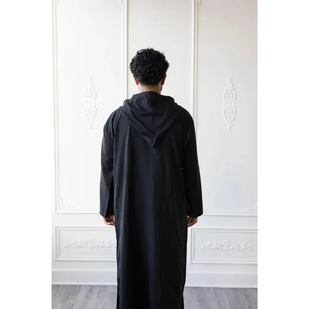 Moroccan Hoodie Thobe (Black)
