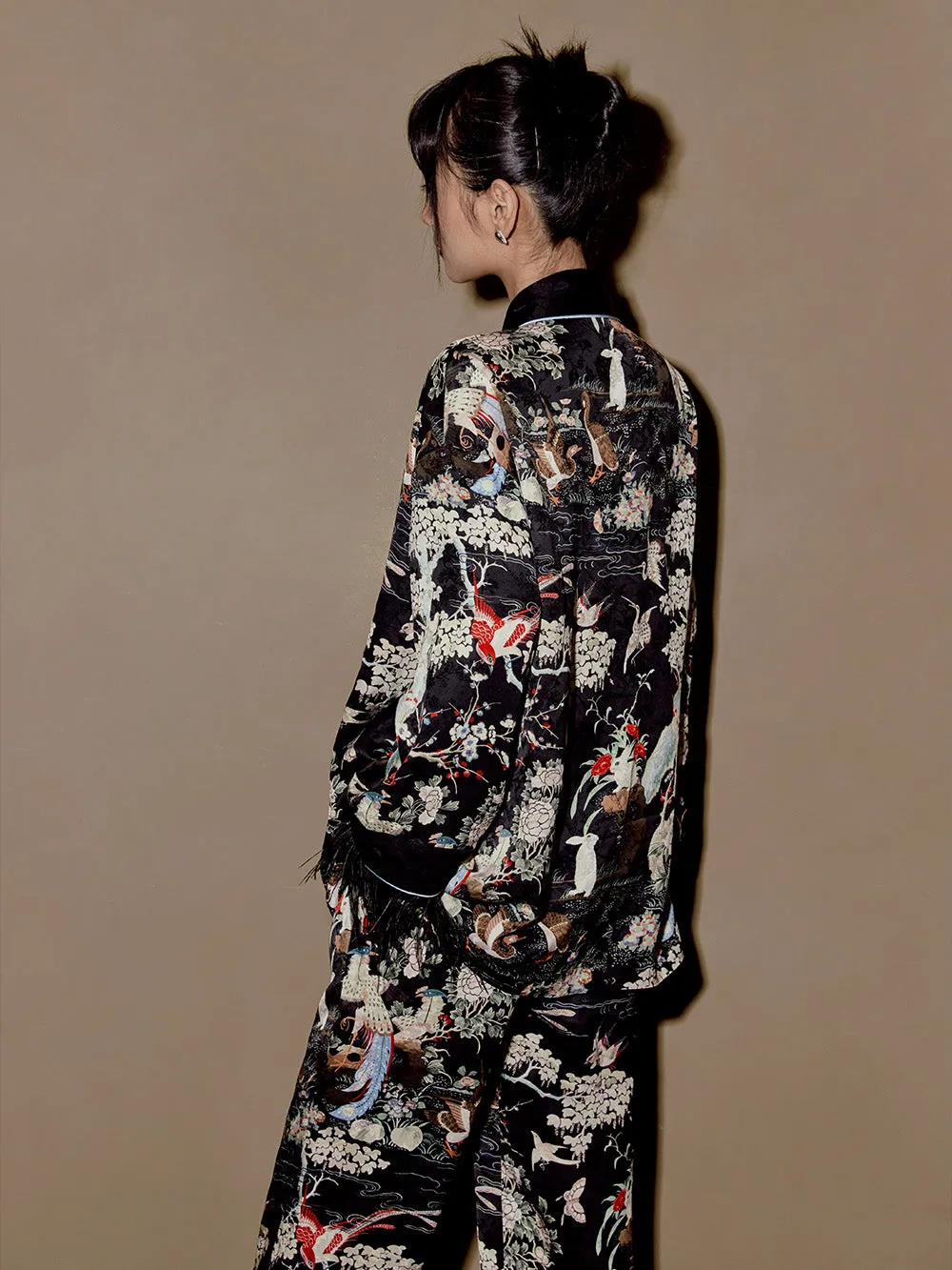 MUKZIN Chinese Style Suit Removable Ostrich Feather High-quality