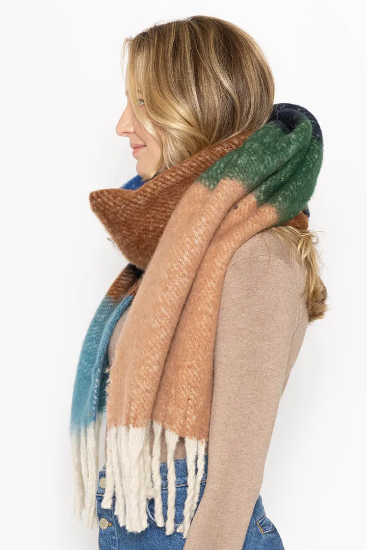 Multi Stripe Cozy Scarf With Fringe