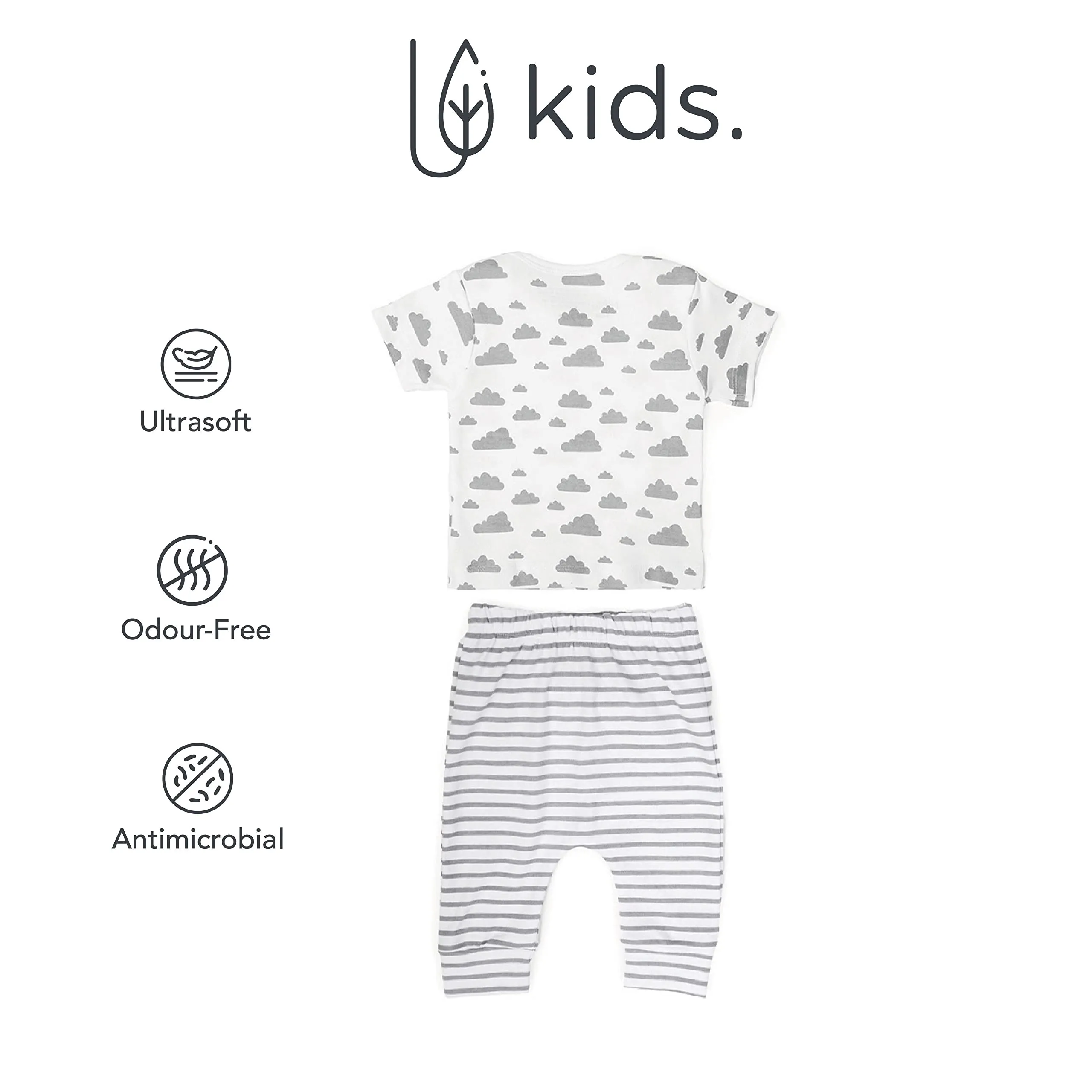 Mush Ultra Soft Bamboo Unisex Tees & Pants Combo Set for New Born Baby/Kids,Pack of 2 (0-3 Months, Daylight)