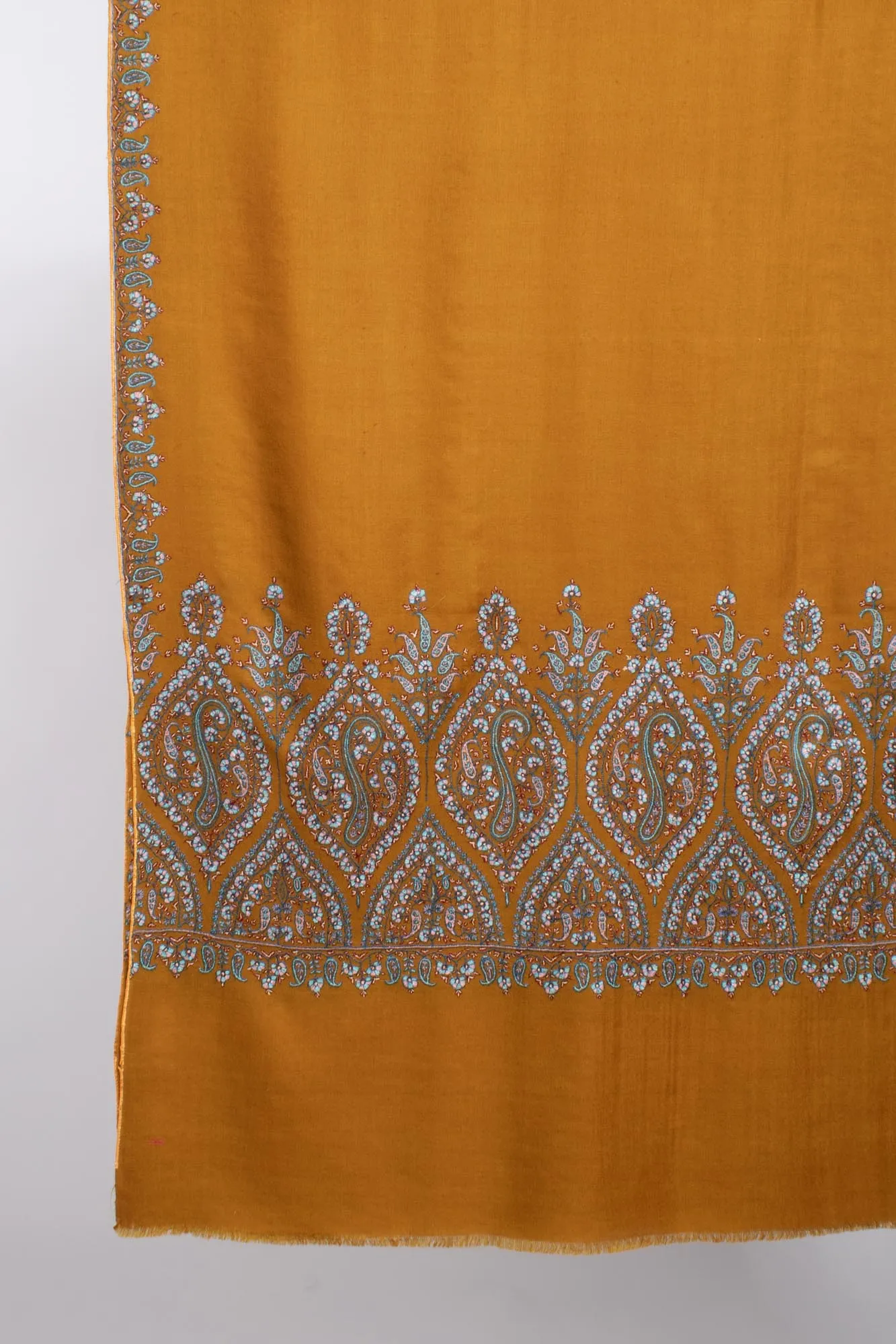 Mustard Artistic Cashmere Wrap Shawl - MOUNTAIN