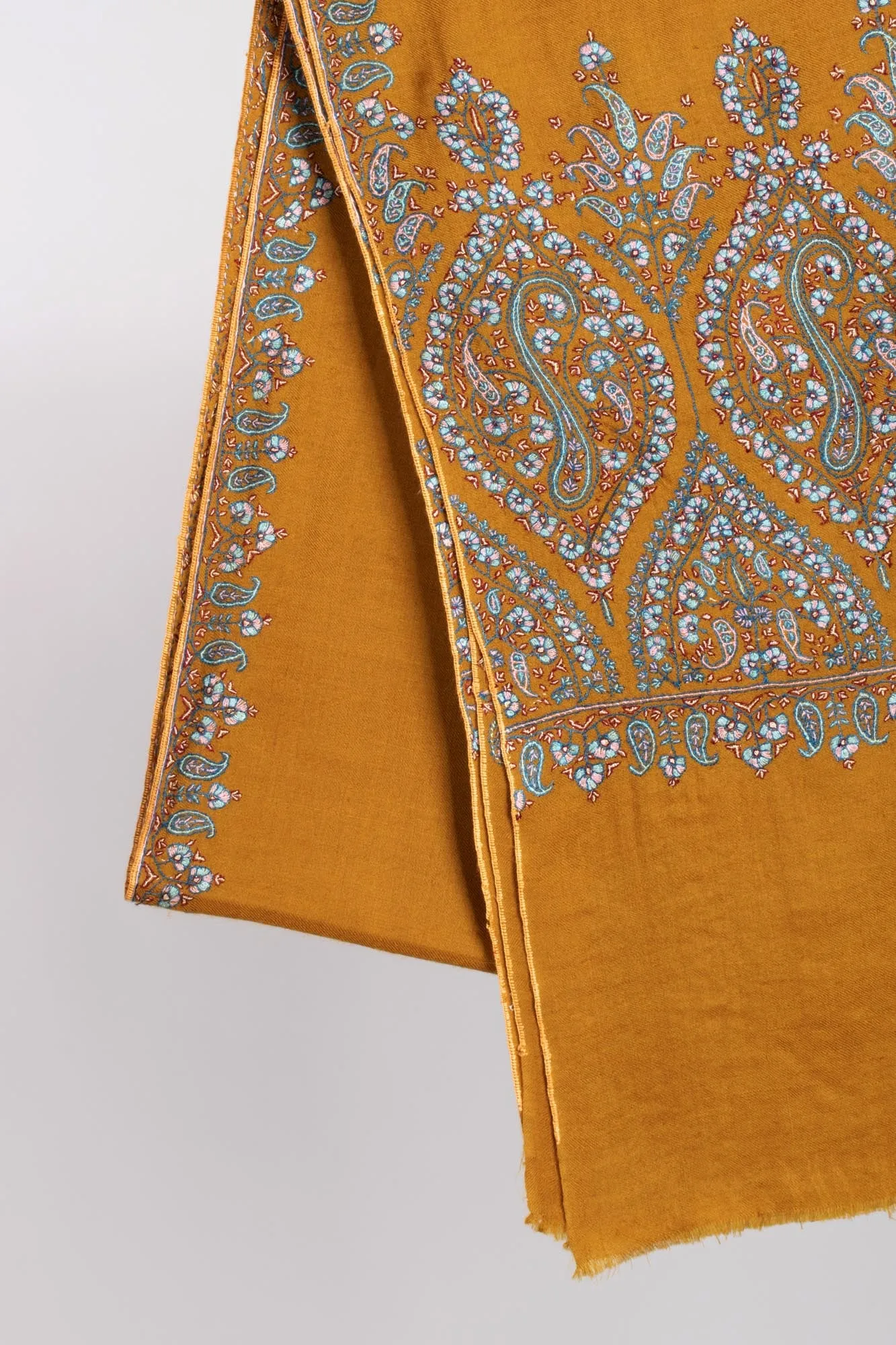 Mustard Artistic Cashmere Wrap Shawl - MOUNTAIN