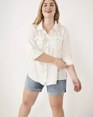 Myla Button-Down Chambray Shirt | White