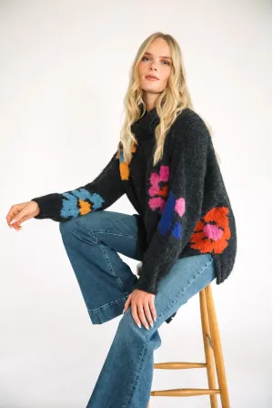 Mystique Flower Hand Knit Charcoal