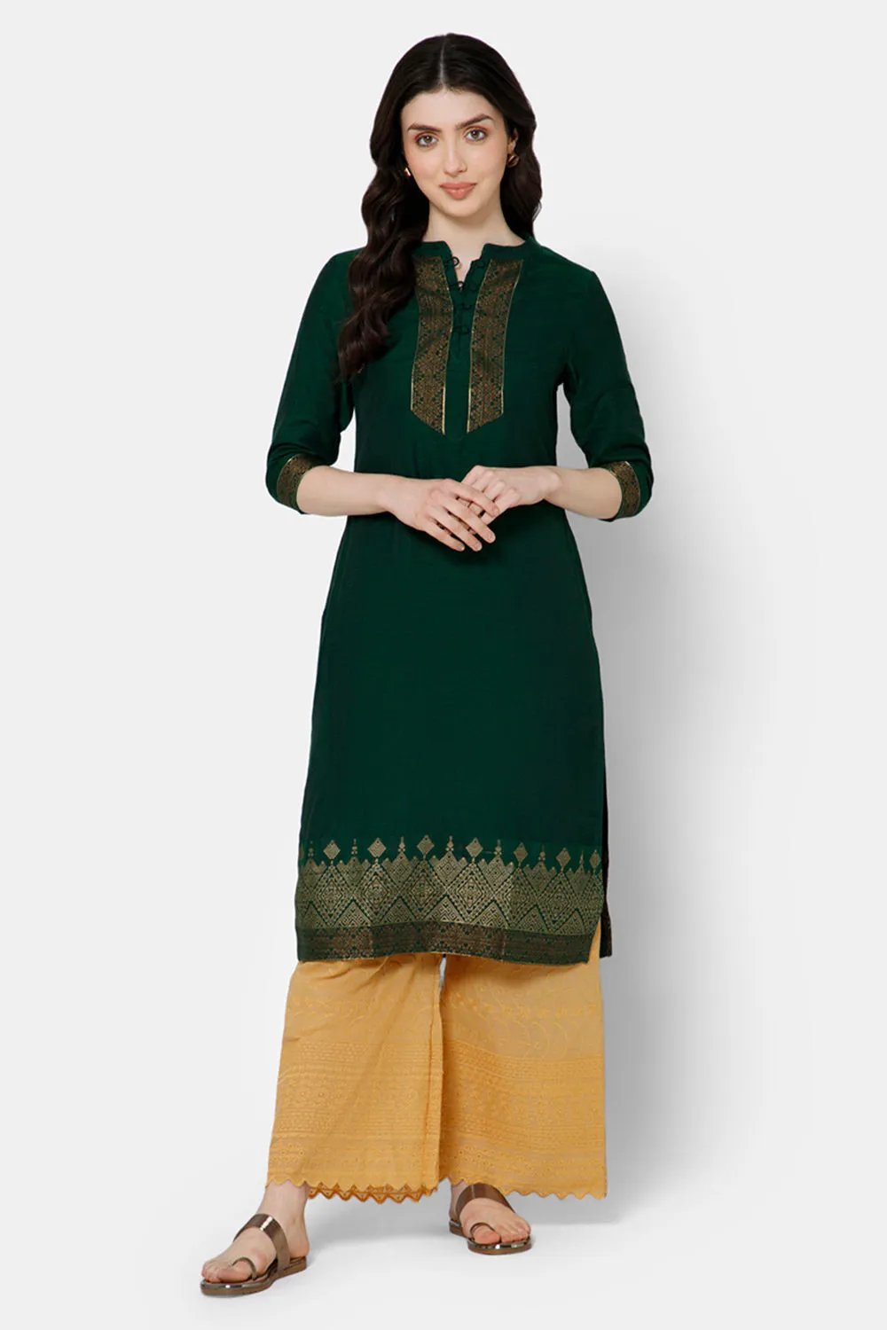 Mythri Women's Ethnic Wear Straight kurta - Green - KU53