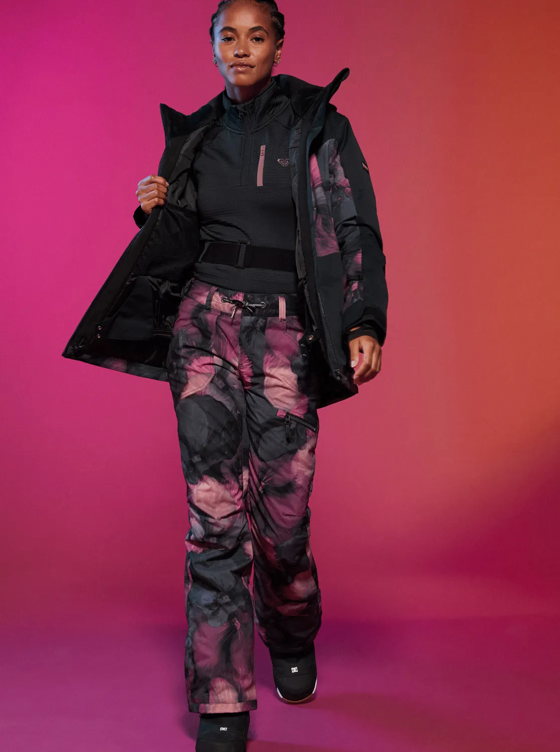 Nadia Technical Snow Pants - True Black Pansy Pansy