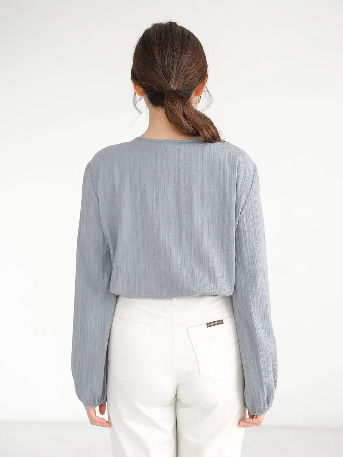 Nala Pintucked Tie Neck Blouse*