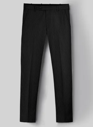 Napolean Slim Stripe Black Wool Pants