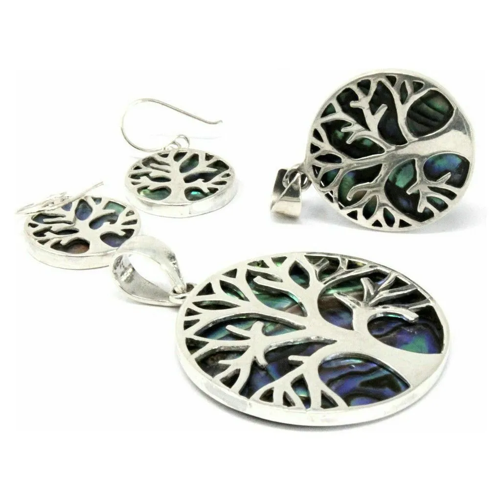 Natural Shell Jewellery - Tree of Life Silver Earrings & Pendants
