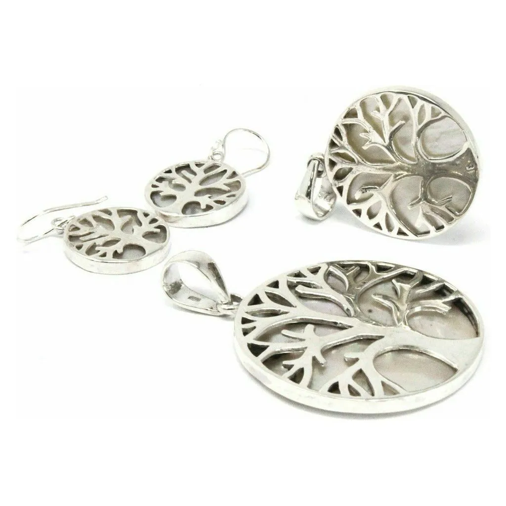 Natural Shell Jewellery - Tree of Life Silver Earrings & Pendants