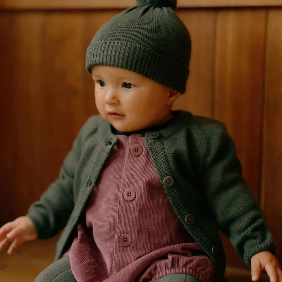 Nature Baby Merino Knit Cardigan Thyme