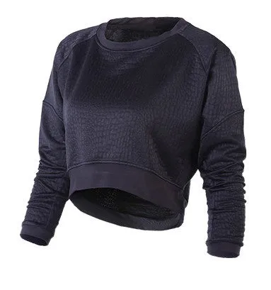 Navel Long Crop Top Workout Long Sleeve Shirt