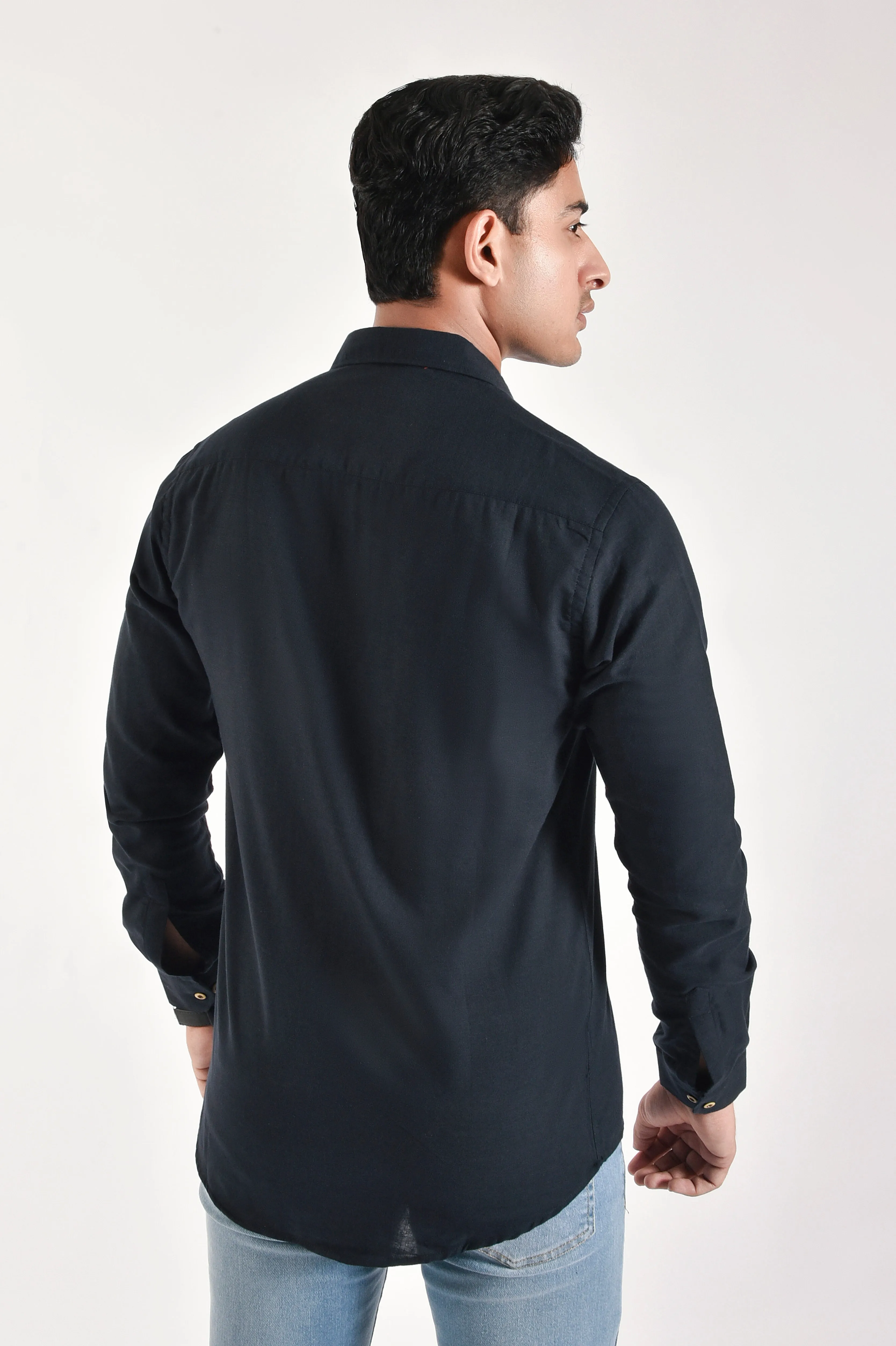 Navy Blue Casual Cotton Shirt