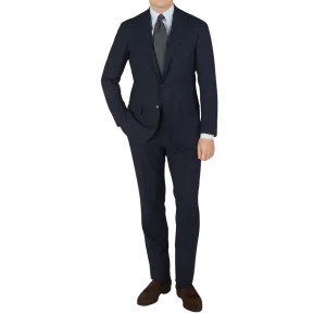 Navy Blue High Twist Wool Suit