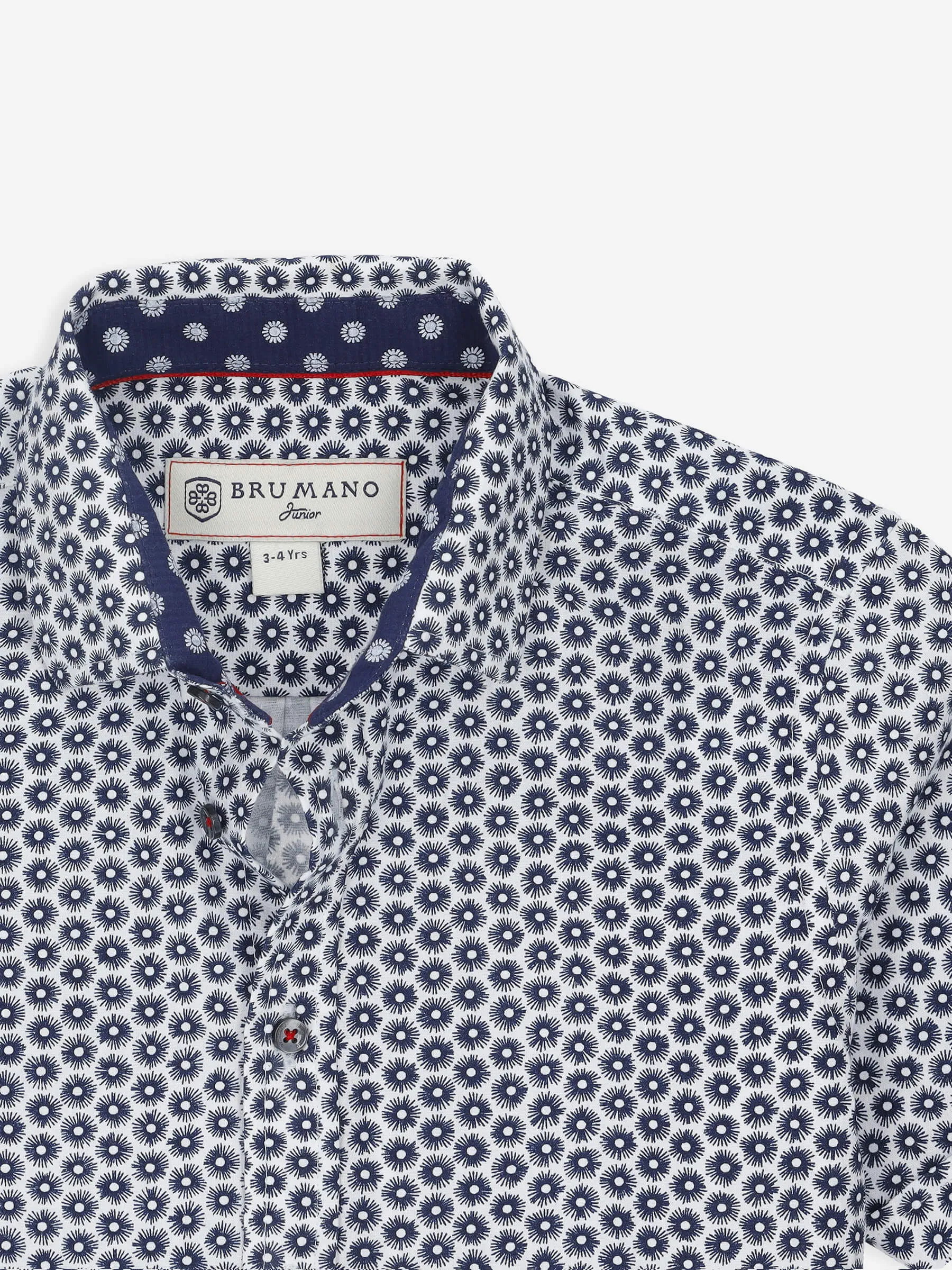 Navy Blue Printed Short Sleeve Casual Shirt
