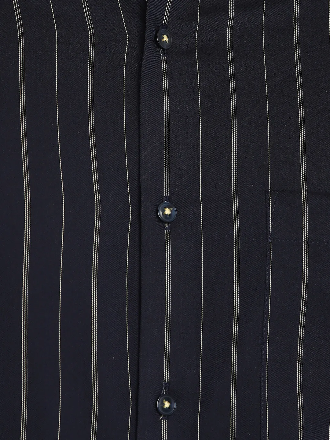 Navy Cotton Striped Slim Fit Shirt