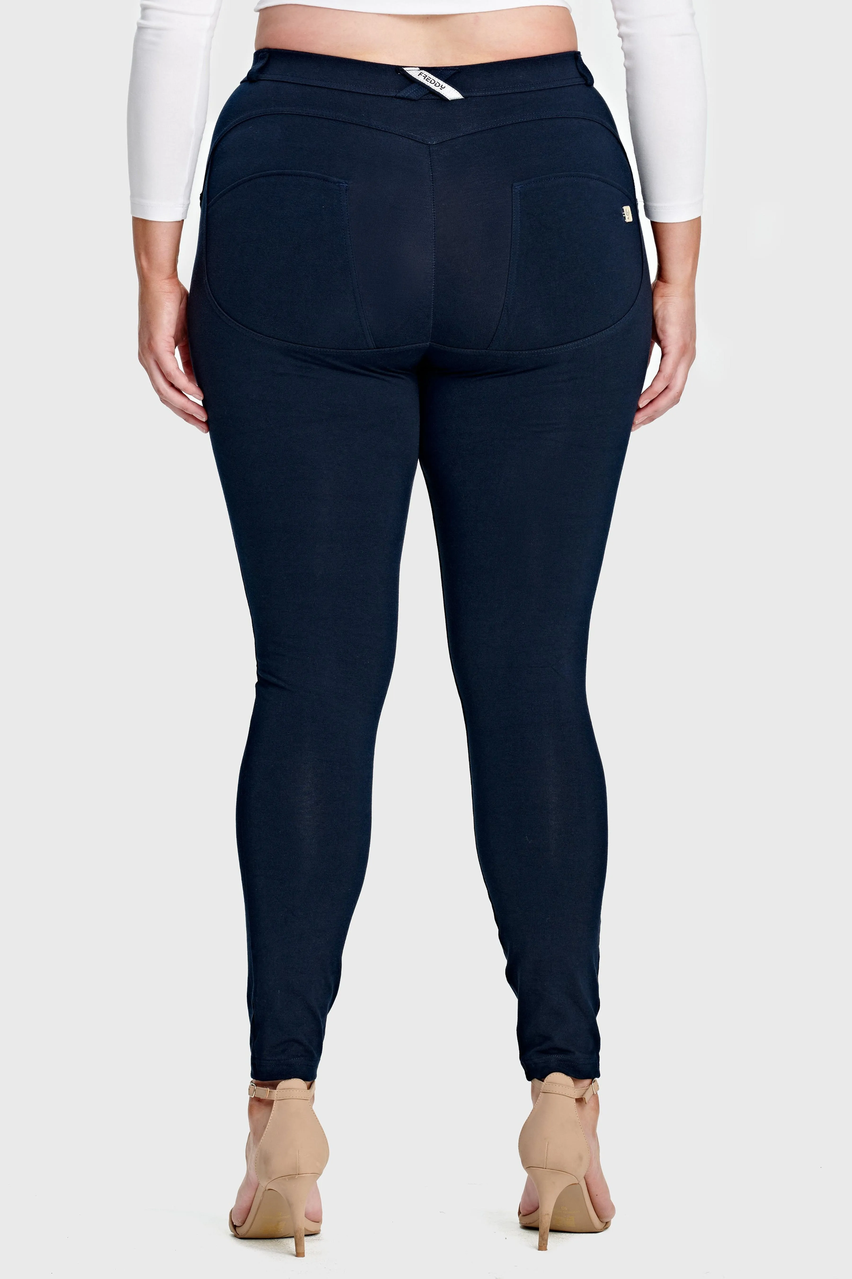 Navy Curvy Cotton Mid Rise Ankle Length