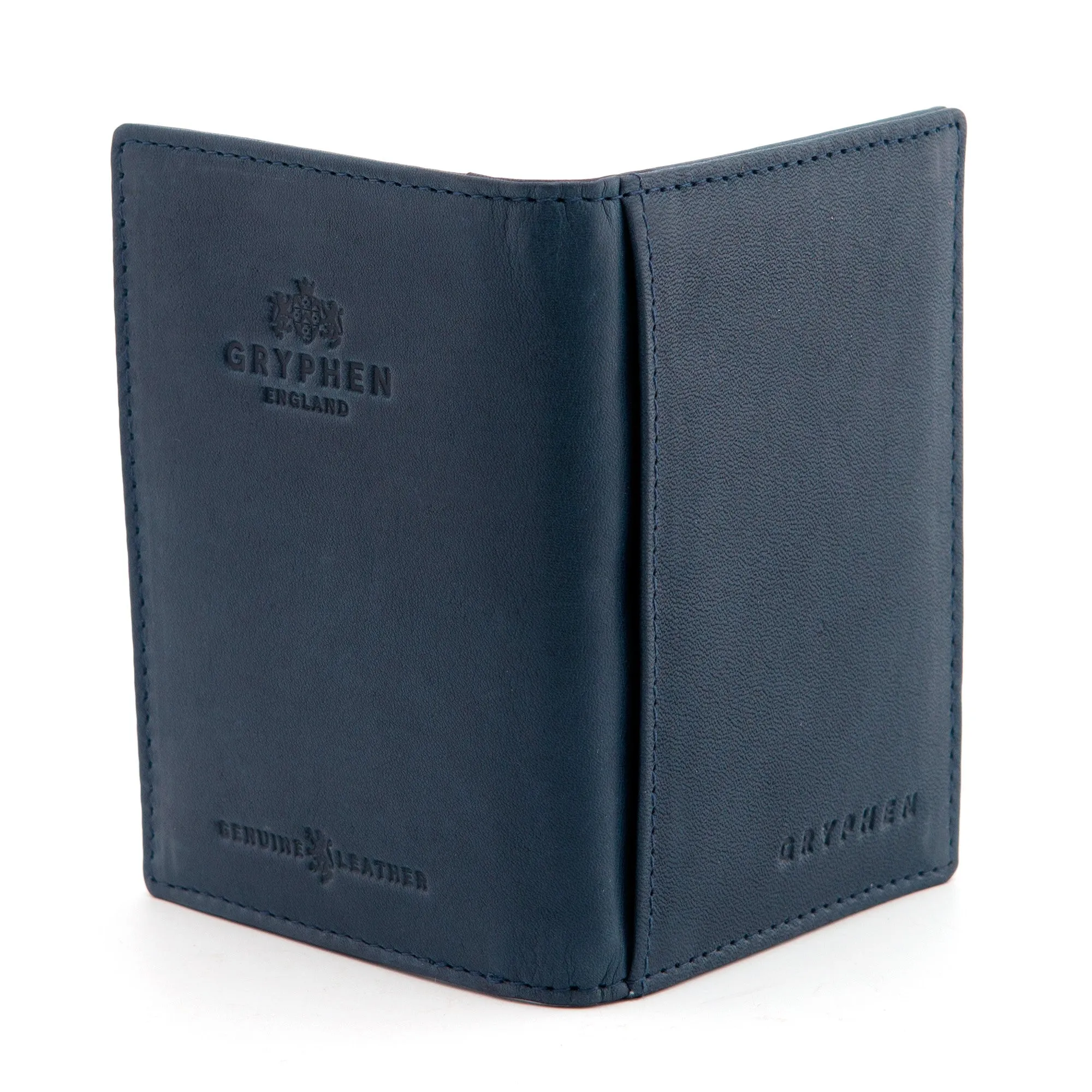 Navy Leather Oyster Card Holder by Gryphen