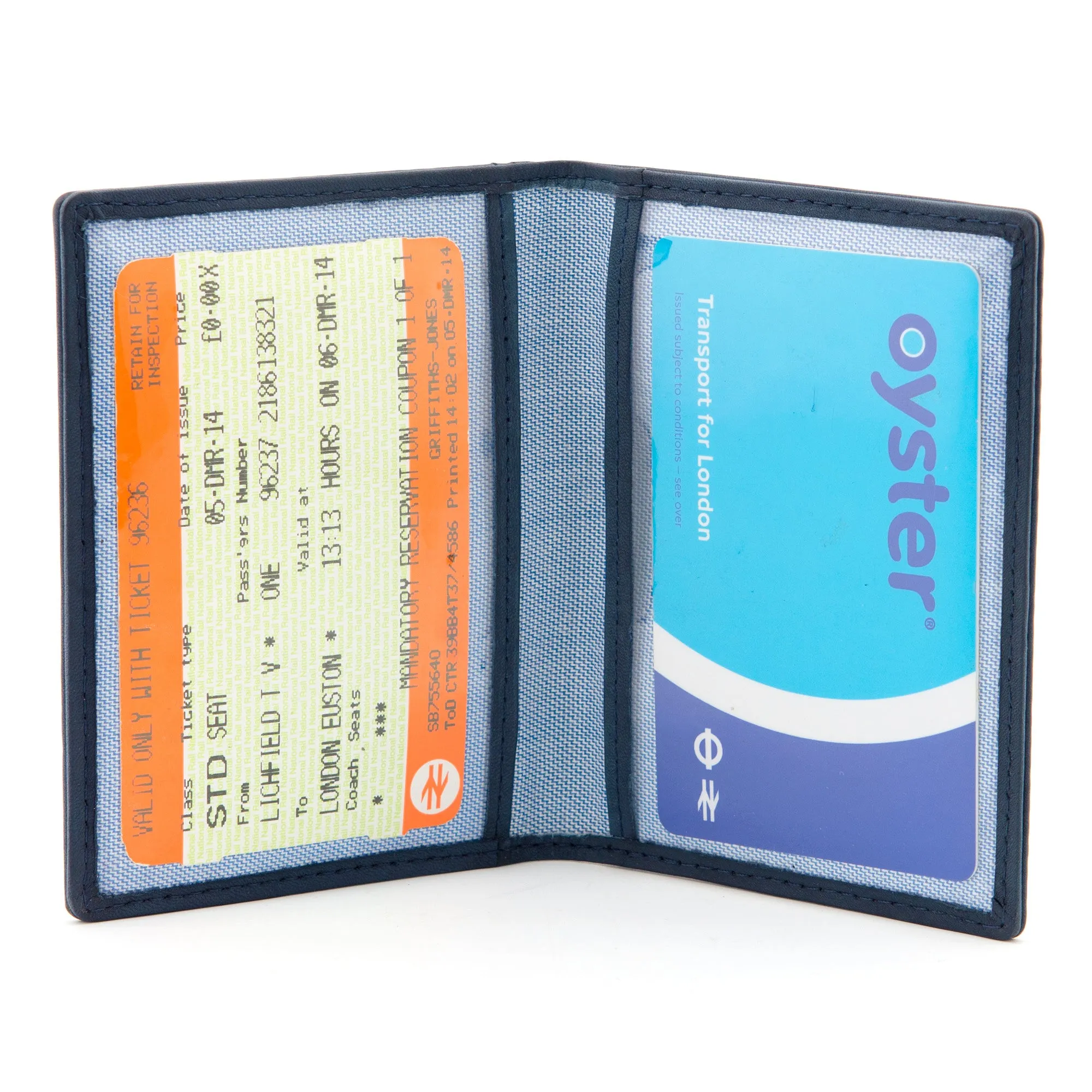 Navy Leather Oyster Card Holder by Gryphen