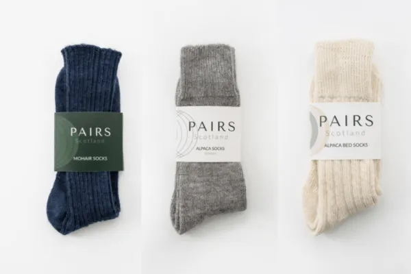 Navy Mohair   Grey Alpaca   Cream Bed Socks  - Made in Britain