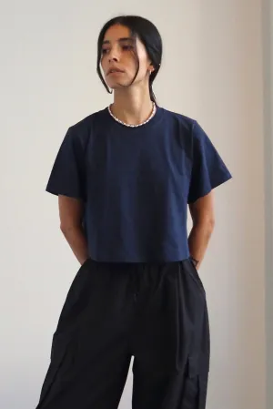 Navy Relaxed Cropped T-Shirt