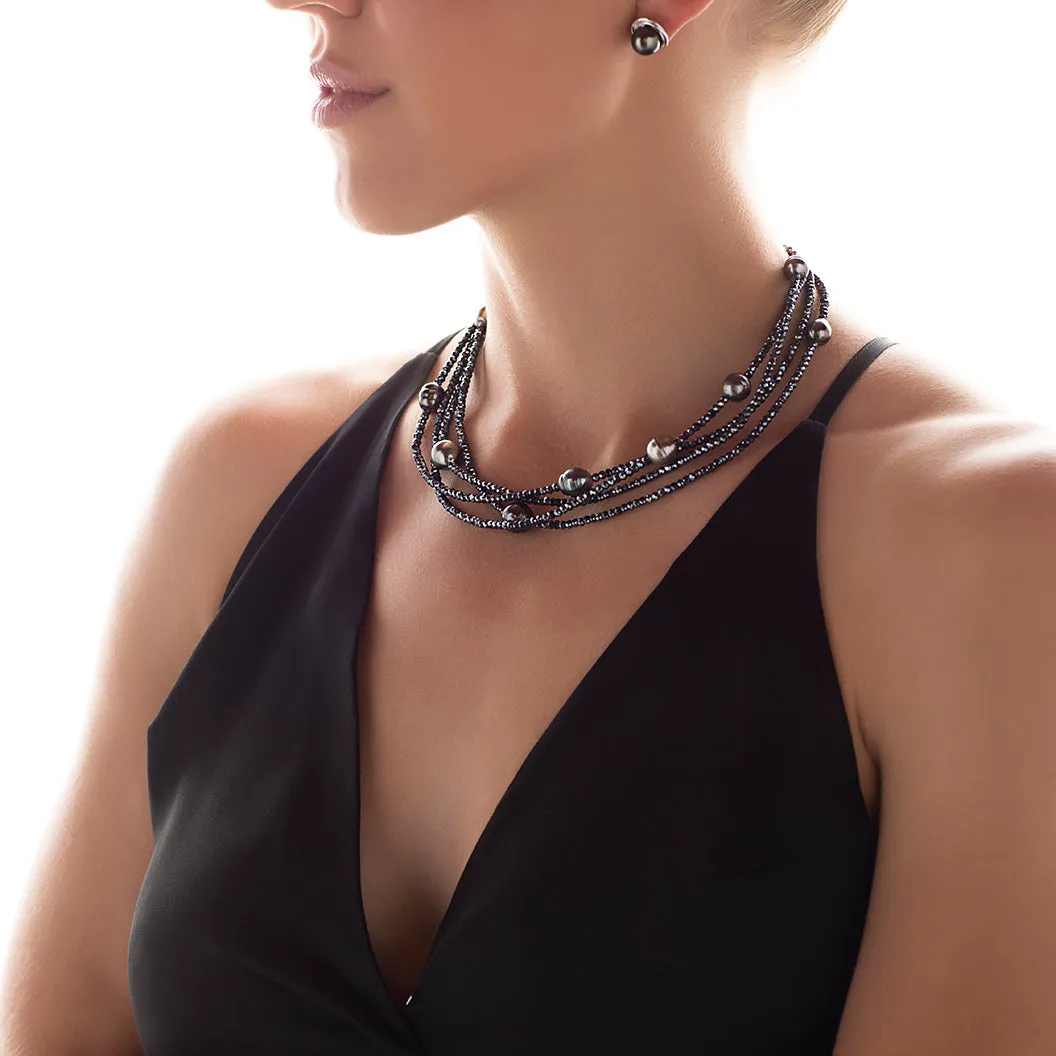Navy Spinel Multi-Strand Necklace