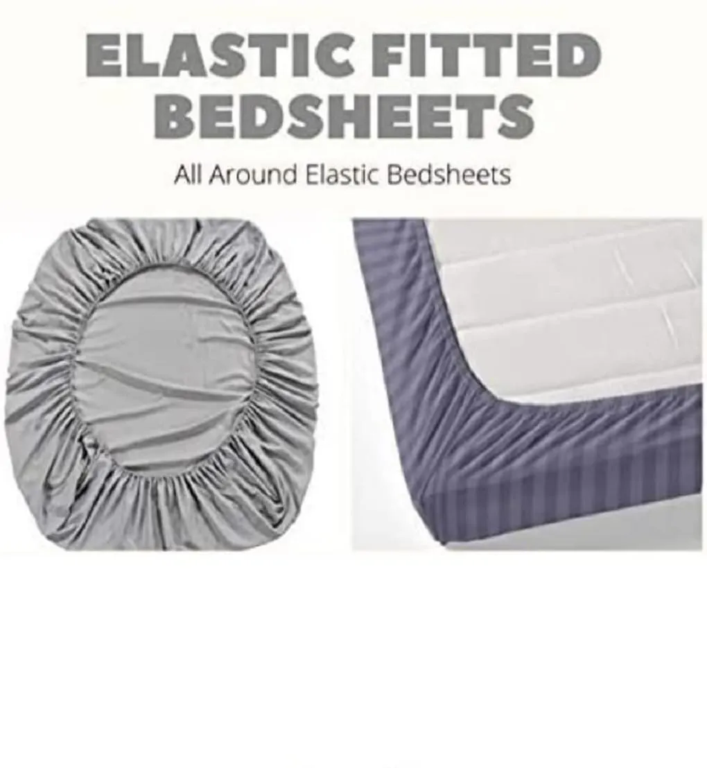 Neekshaa Combo Pack of 2 Super Soft Elastic Fitted Glace Cotton Double Bedsheets with 4 Pillow Covers Size-72x72 8 inches, Multicolor (Model no.-22)